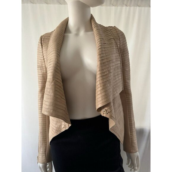 Marciano Los Angeles Women's Shayna Drape Jacket Leather Beige Size 2 - Picture 2 of 9